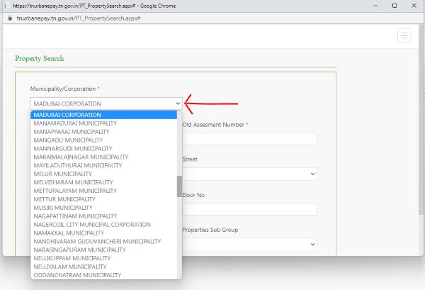 Madurai Property Tax Online